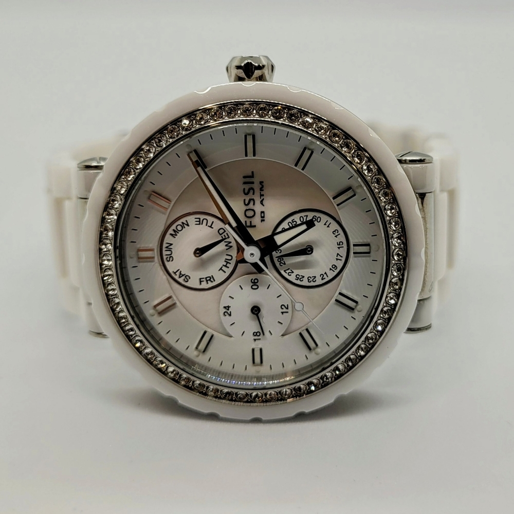 Fossil Ceramic White Multifunction Women's Watch CE1008